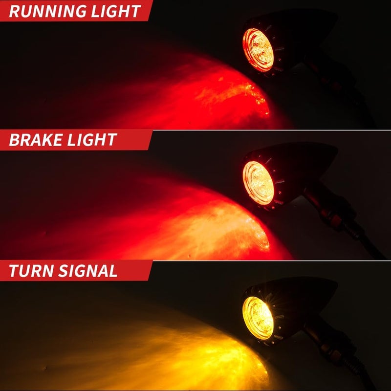 KICRY Motorcycle LED Turn Signals Bullet Blinker Heavy Duty Indicator Lights Amber Lens Universal for Harley Davidson Honda Yamaha Suzuki Kawasaki (Chrome-4wire) - Image 2